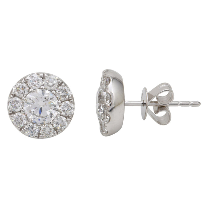 Diamond Halo Cluster Stud Earrings
