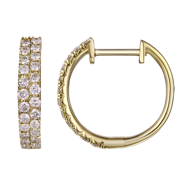 14k Yellow Gold Diamond Huggie Earrings
