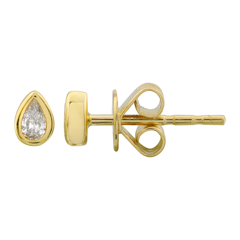 14k Yellow Gold Pear Shape Diamond Stud Earrings