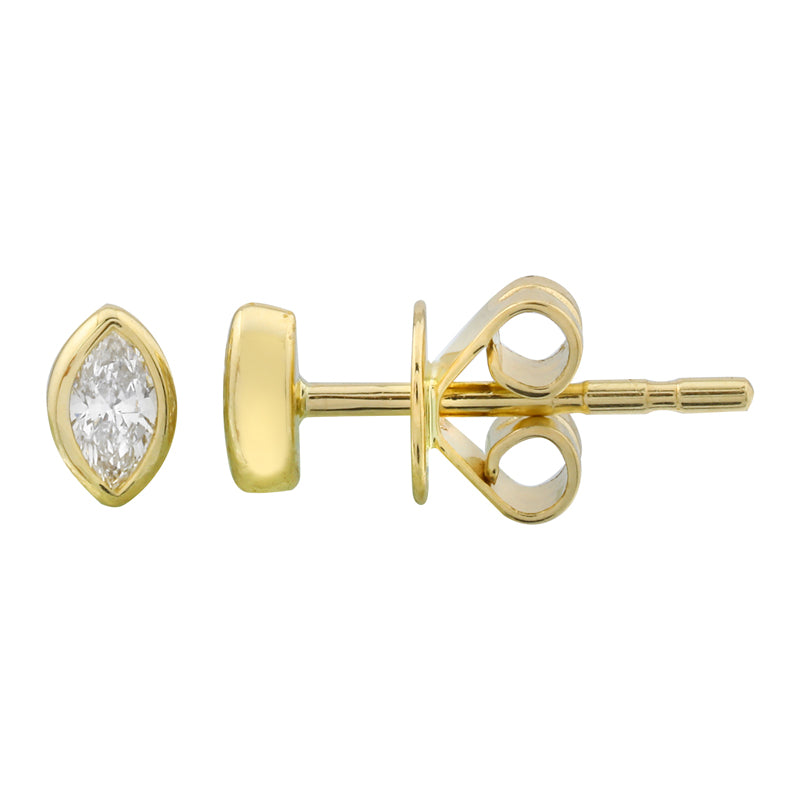 14k Yellow Gold Marquise Shape Diamond Diamond Stud Earrings