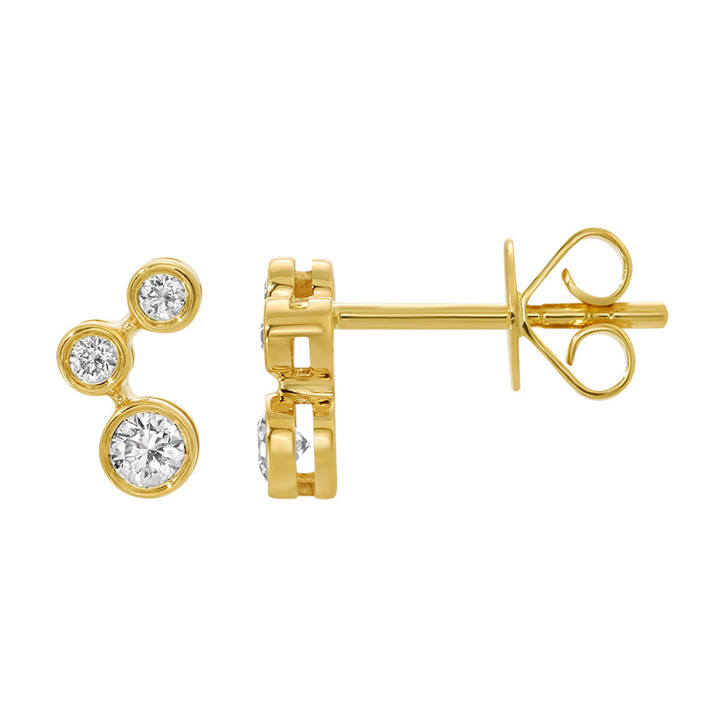 14k Yellow Gold Diamond Stud Earrings