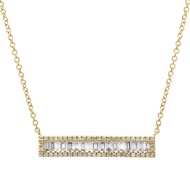 14k Yellow Gold Diamond Bar Necklace