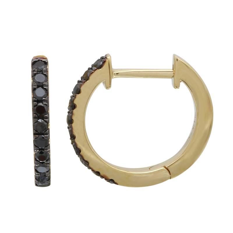 14k Yellow Gold Diamond Huggie Earrings