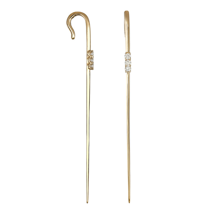 Line Wire Diamond Euro Threader Earring