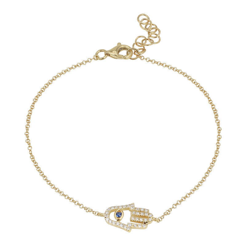 14k Yellow Gold Hamsa Diamond Bracelet
