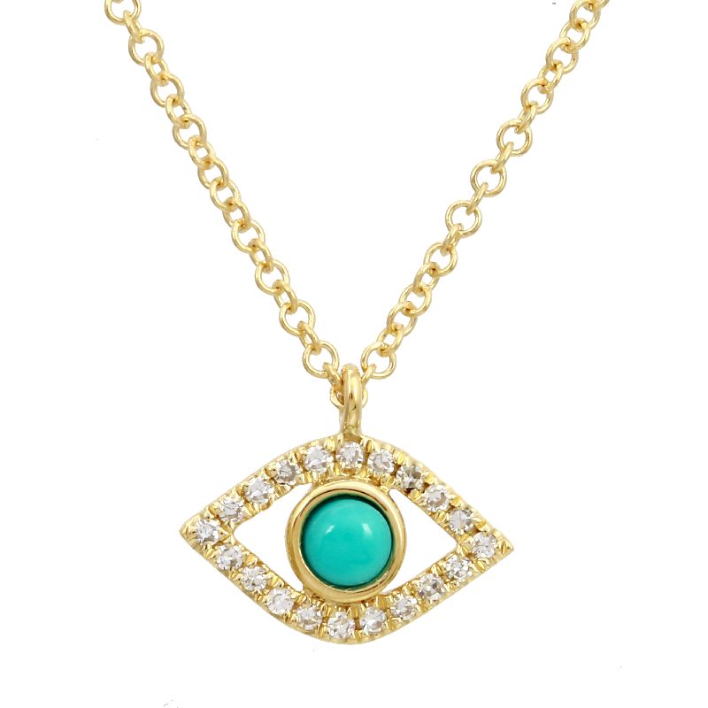14k Yellow Gold Evil Eye Necklace