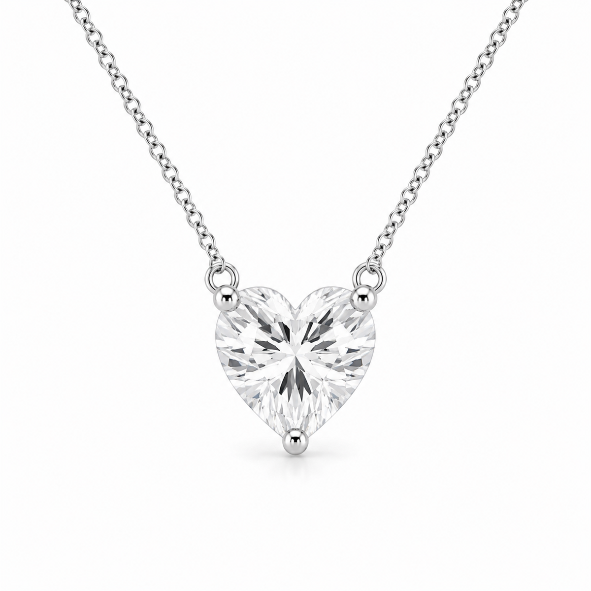 Heart 3 CT Diamond Pendant Necklace in 10K White Gold