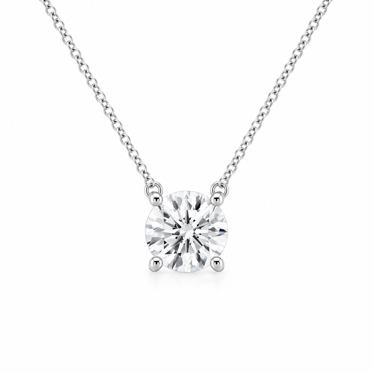 Round 3 CT Diamond Pendant Necklace in 10K White Gold