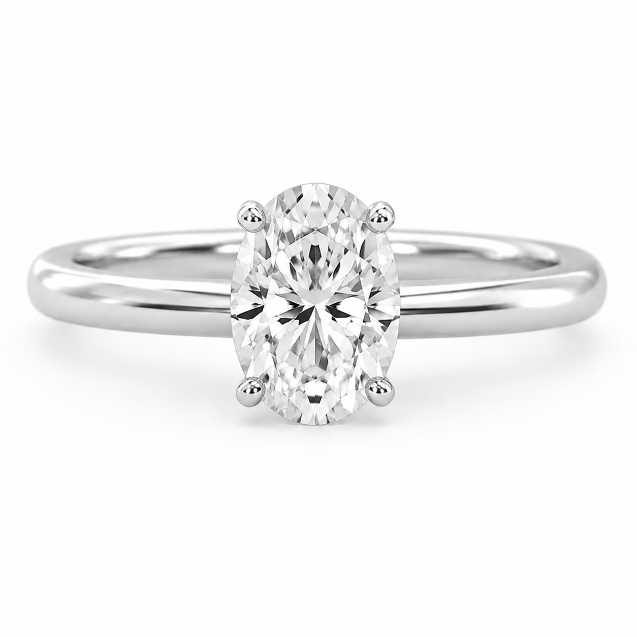 Oval 3 CT Solitaire Engagement Ring in 14K White Gold