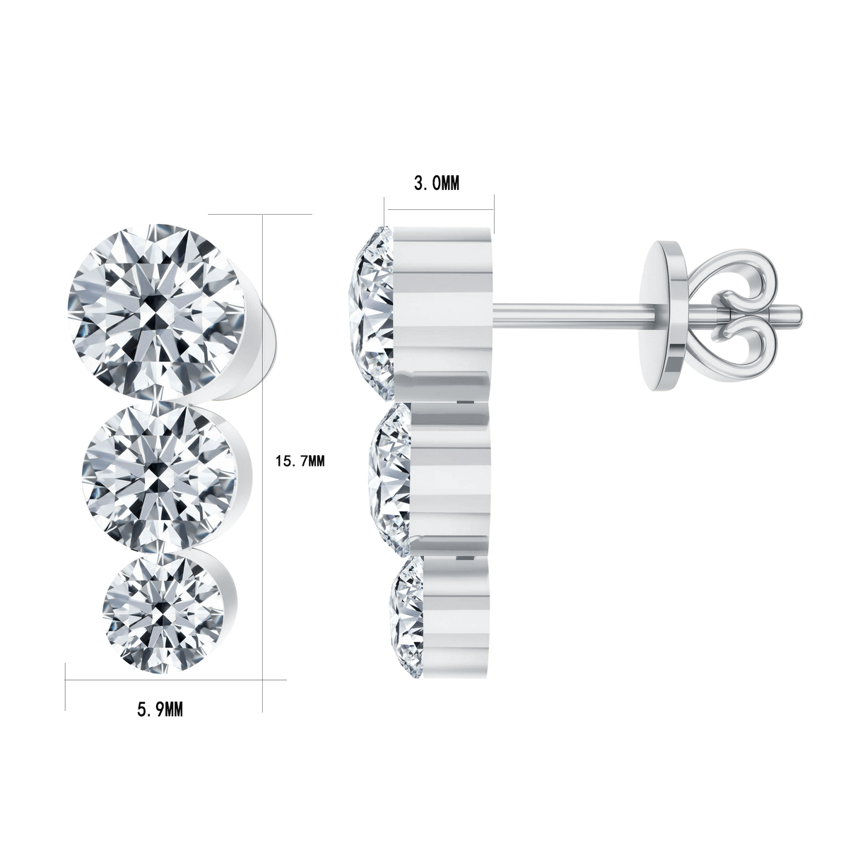 2.74 CT Lab Diamond Earrings in 14K White Gold