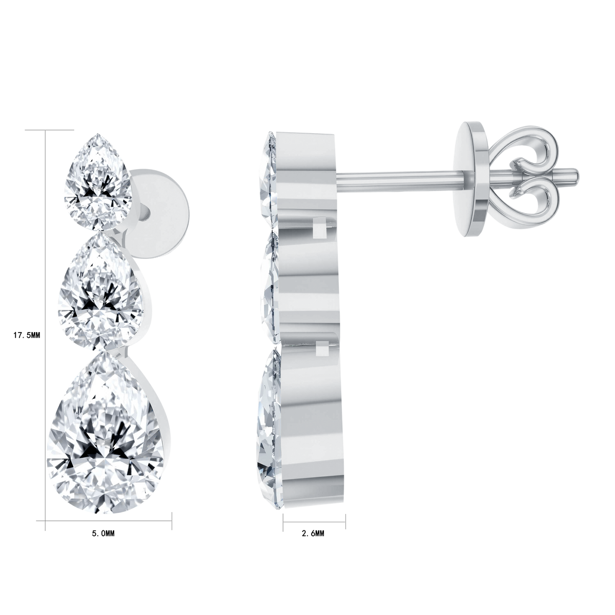 1.83 CT Lab Diamond Earrings in 14K White Gold
