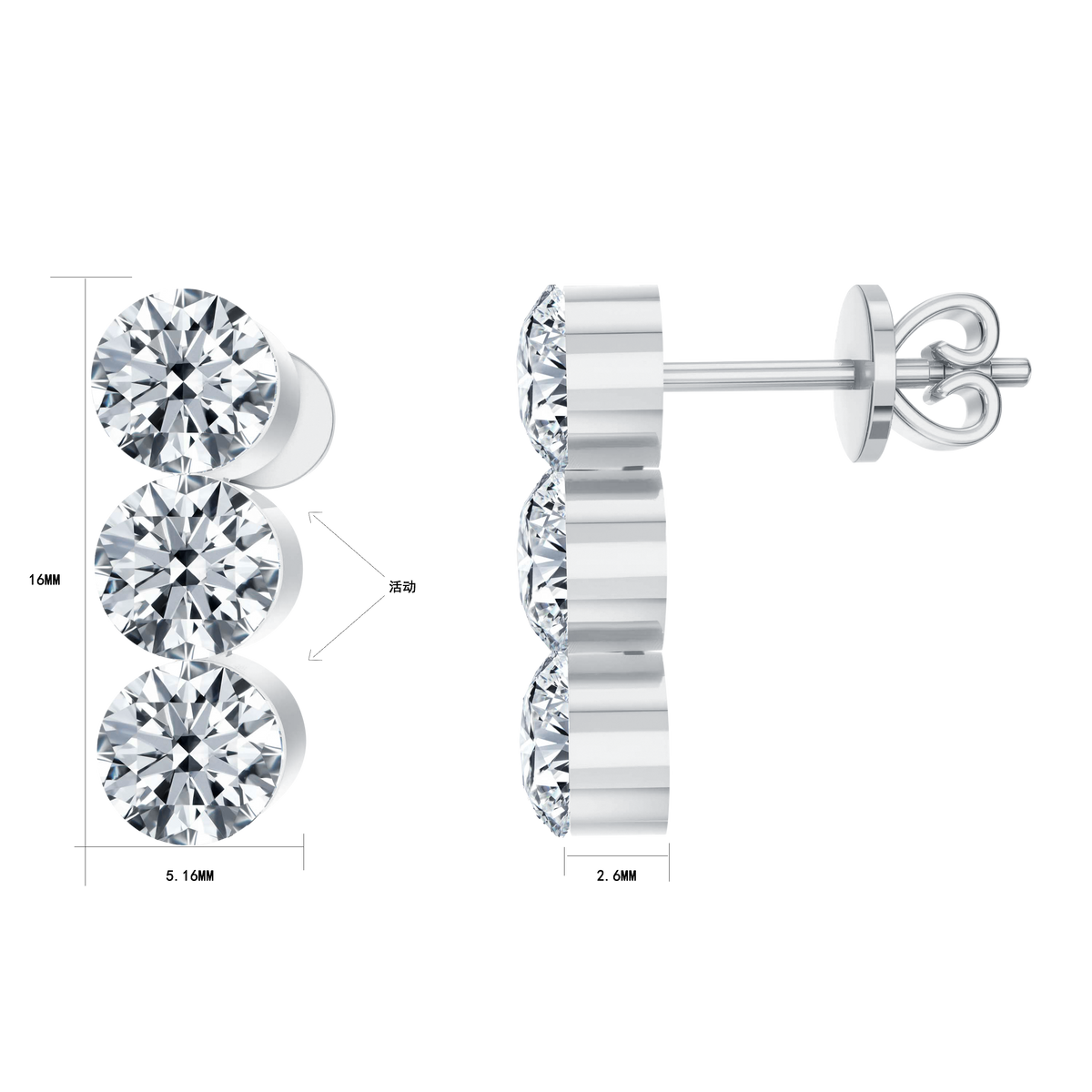 2.81 CT Lab Diamond Earrings in 14K White Gold