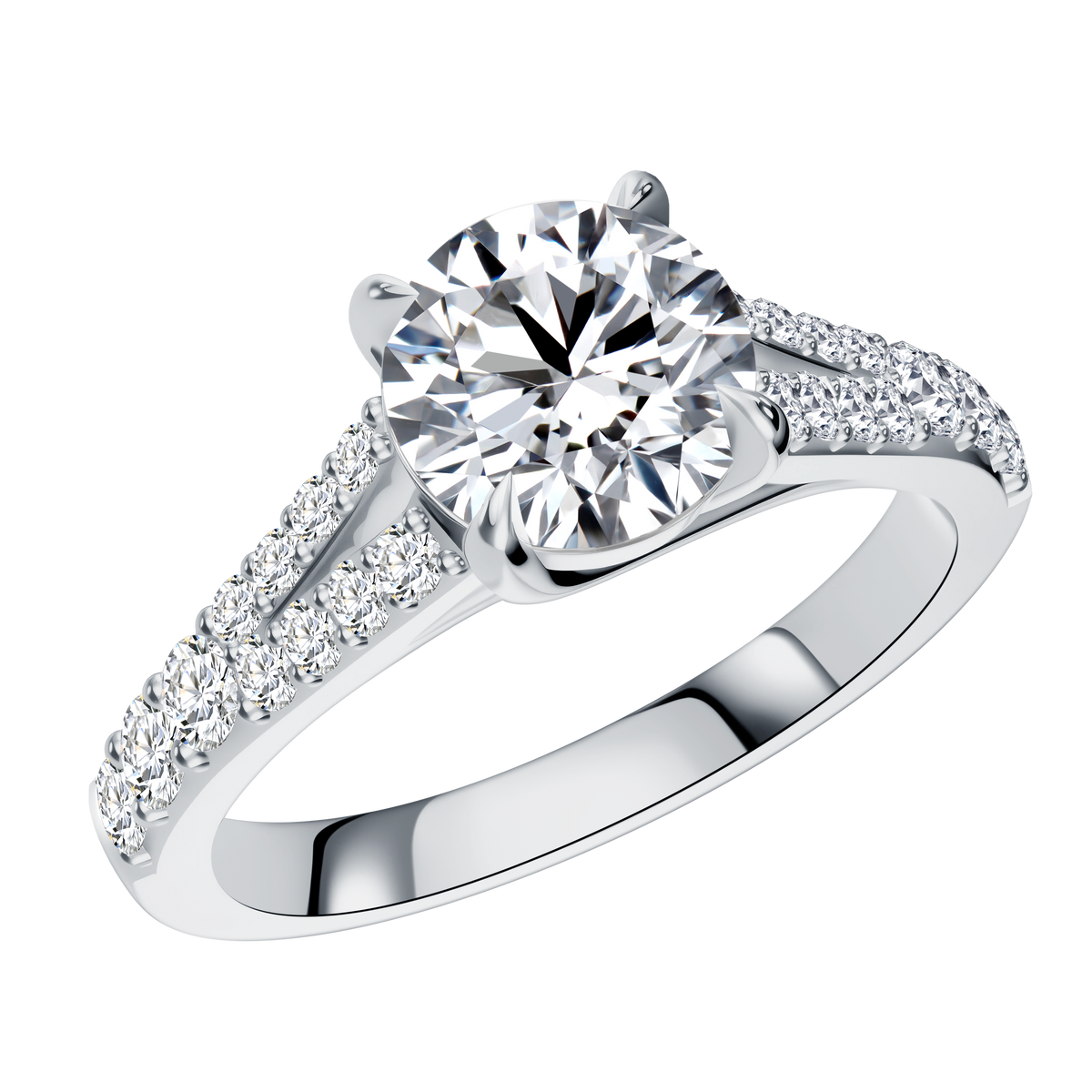 0.35 CT Lab Diamond Round Ring in 14K White Gold