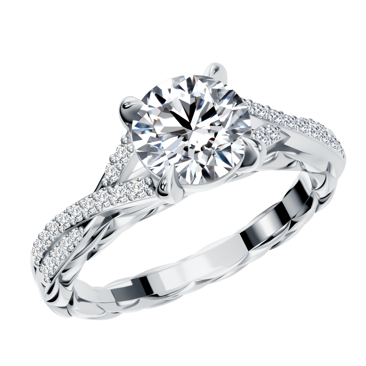 0.15 CT Lab Diamond Round Ring in 14K White Gold