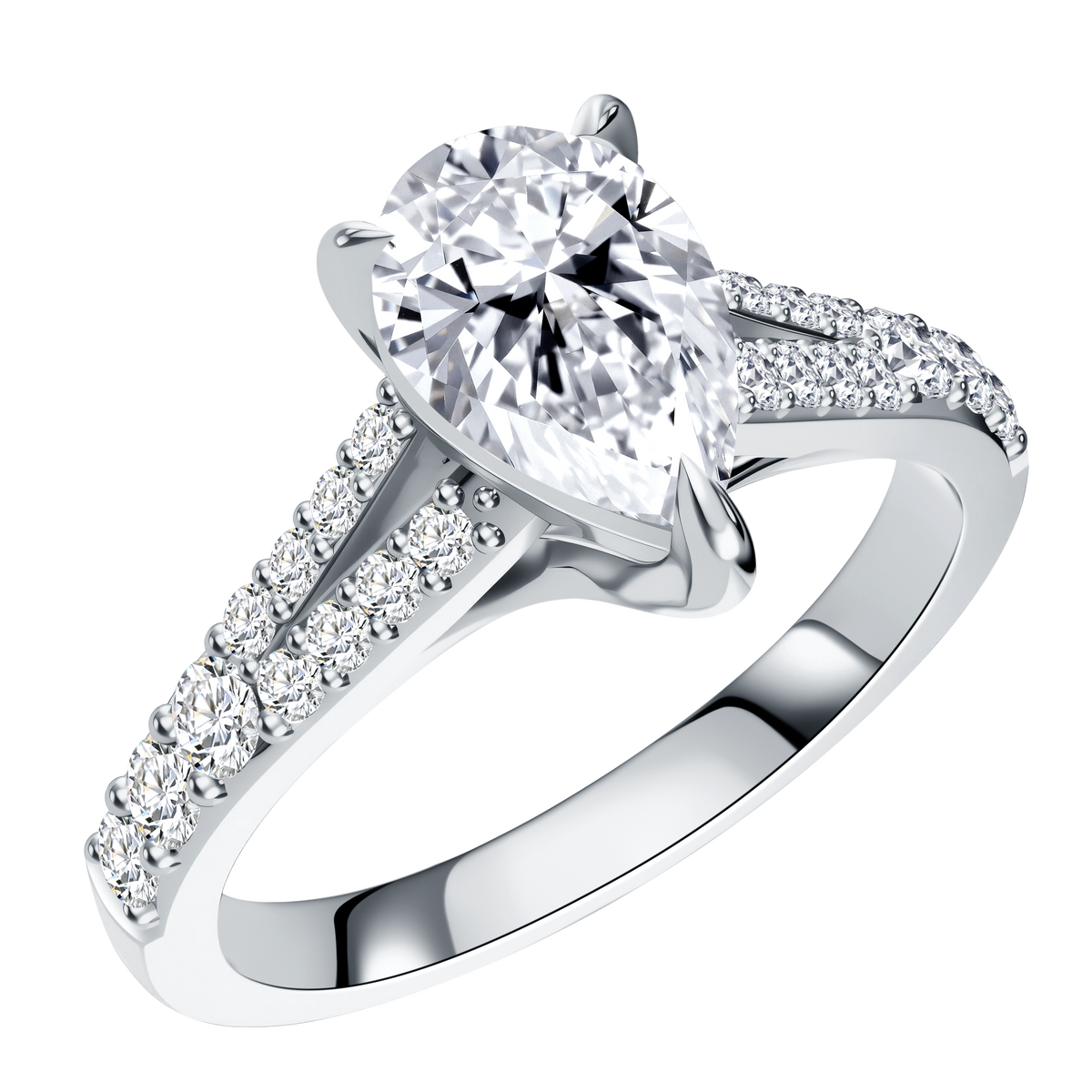 0.35 CT Lab Diamond Pear Ring in 14K White Gold