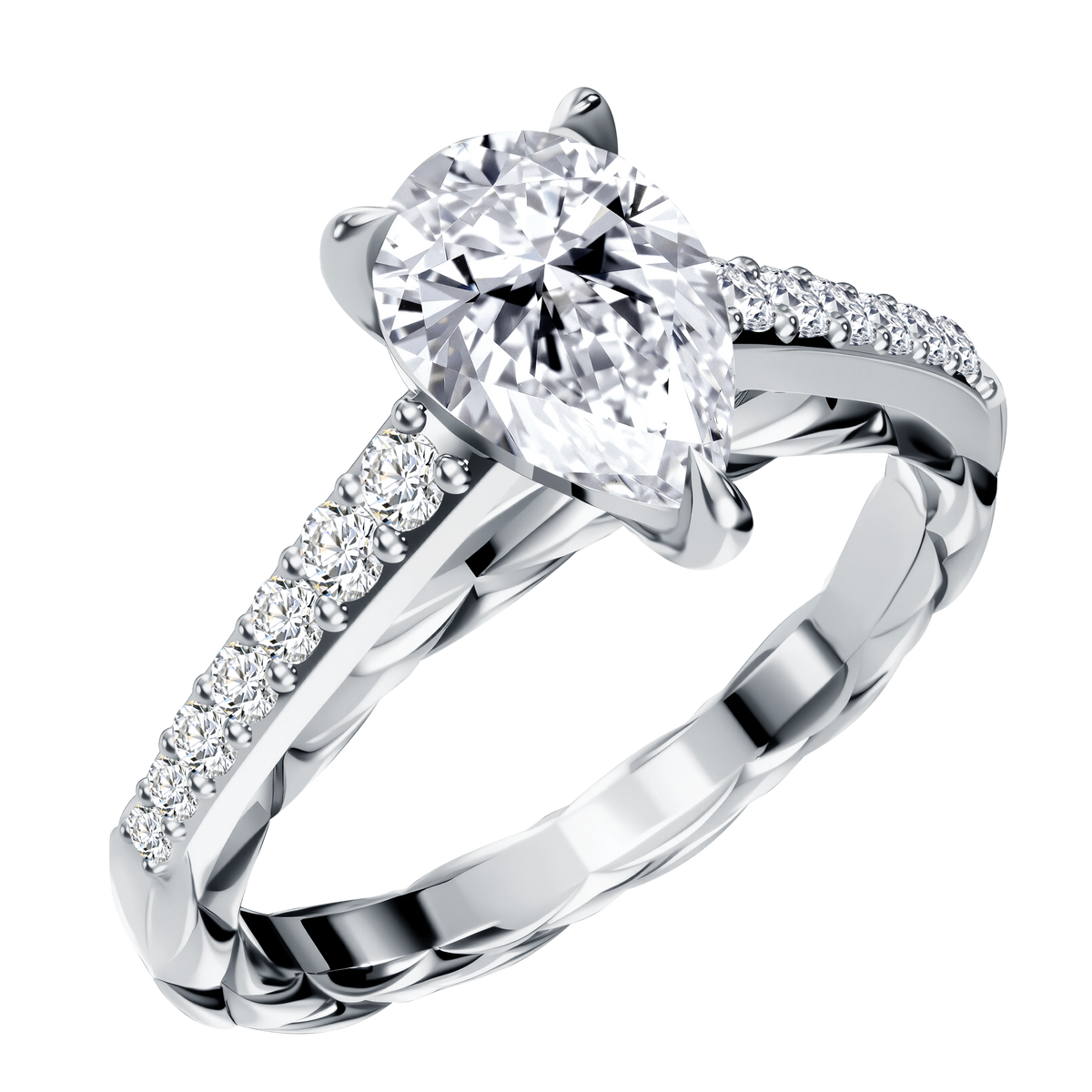 1 CT Lab Diamond Ring in 14K White Gold