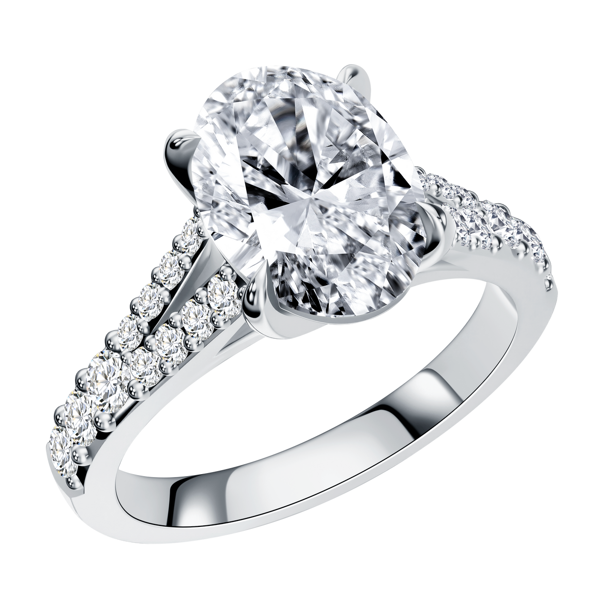 2 CT Lab Diamond Oval Ring in 14K White Gold
