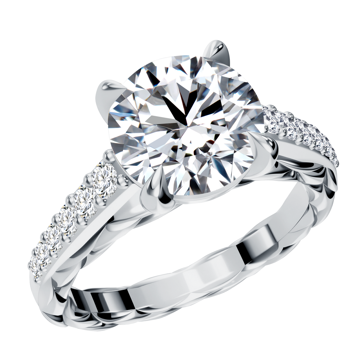 2 CT Lab Diamond Round Ring in 14K White Gold