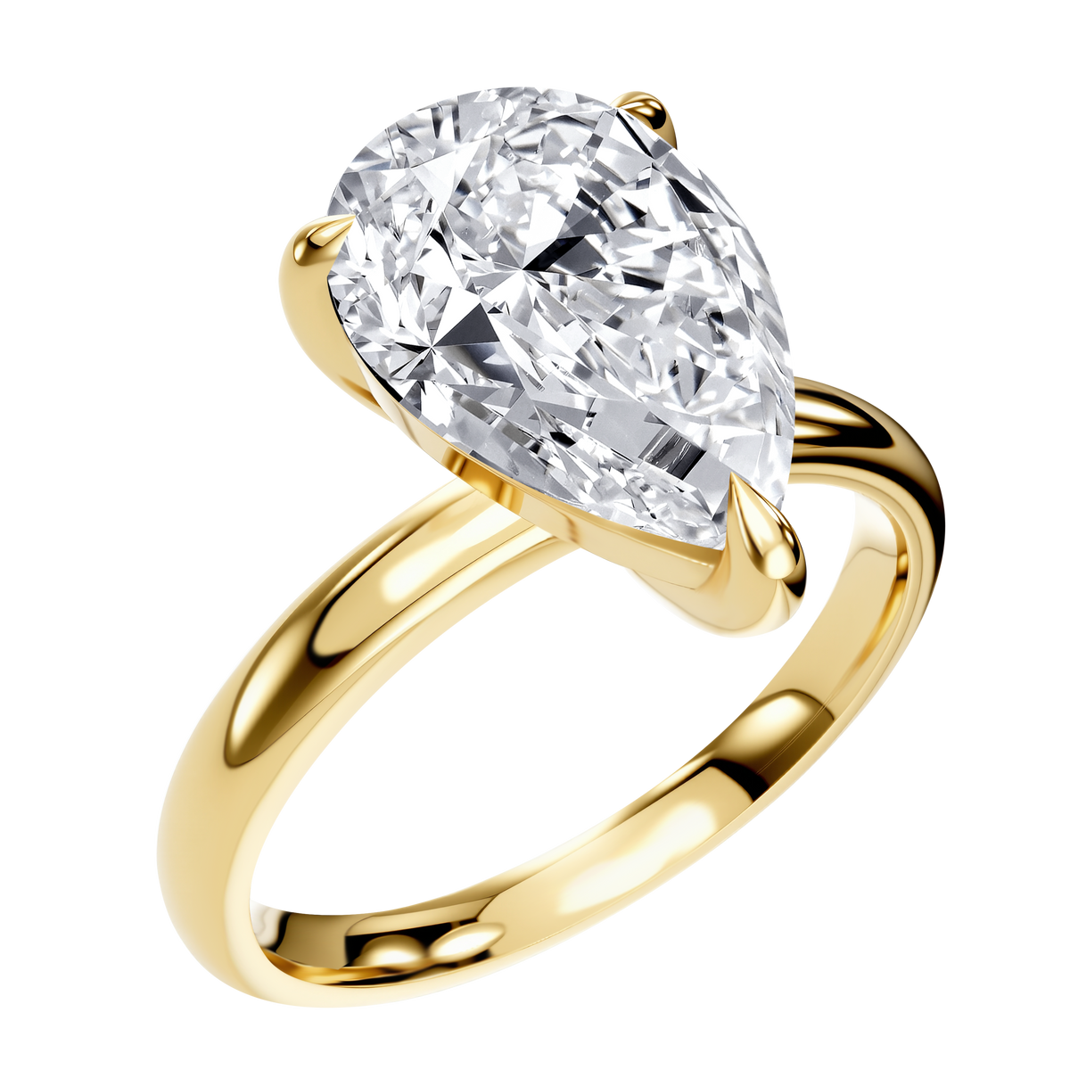 2 CT Lab Diamond Pear Ring in 14K White Gold