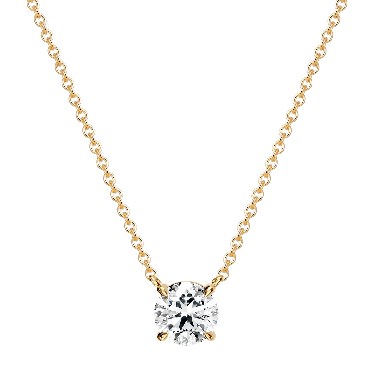 1 CT Lab Diamond Necklace in 14K Yellow Gold