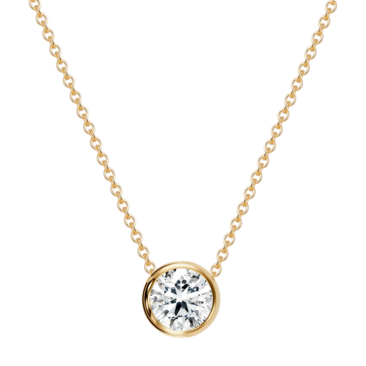 1 CT Lab Diamond Necklace in 14K Yellow Gold