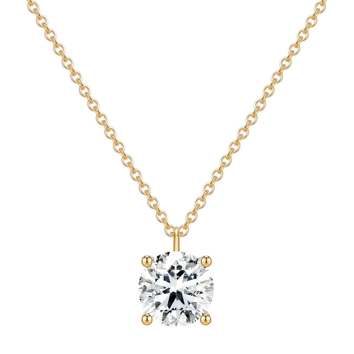 2 CT Lab Diamond Necklace in 14K Yellow Gold
