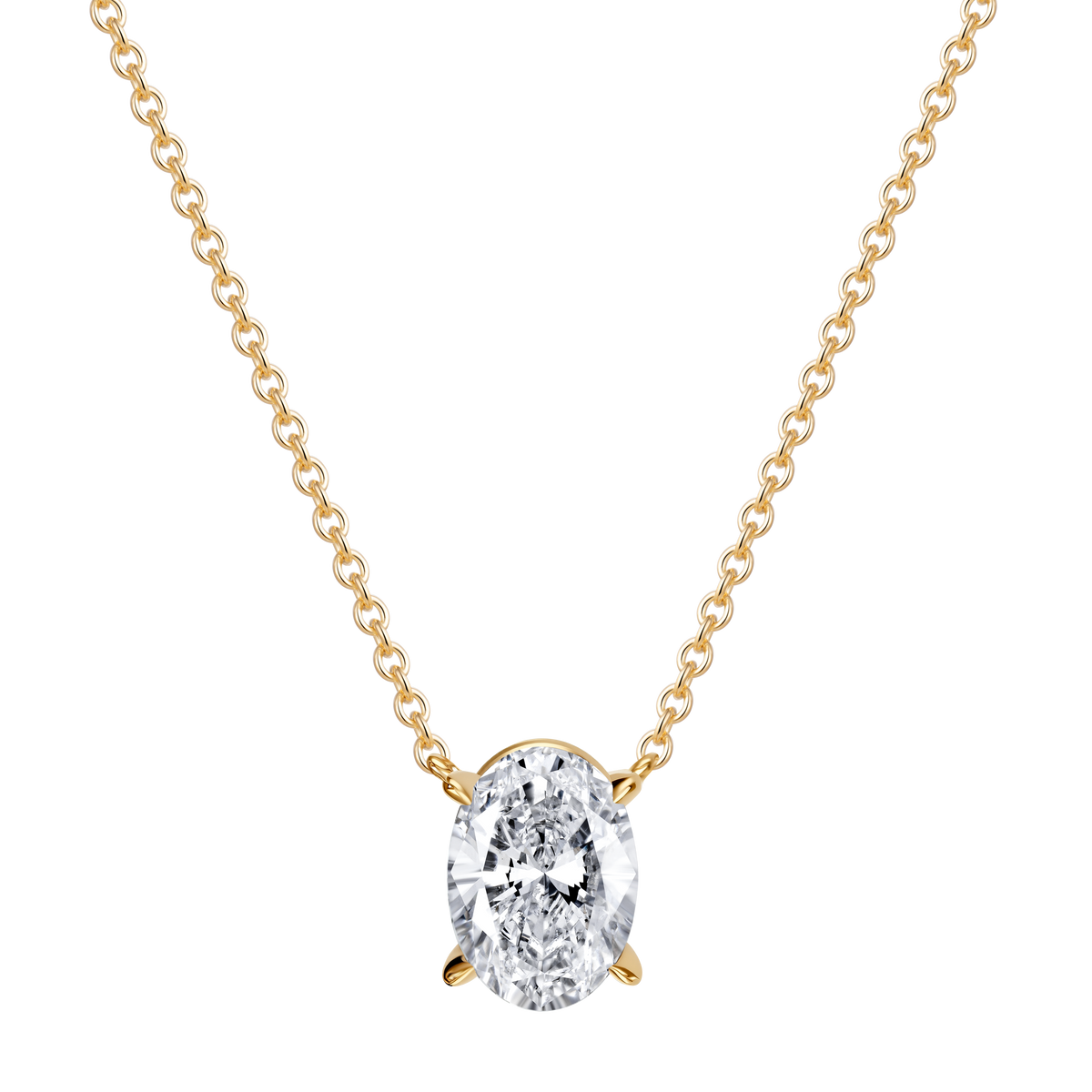 2 CT Lab Diamond Necklace in 14K Yellow Gold