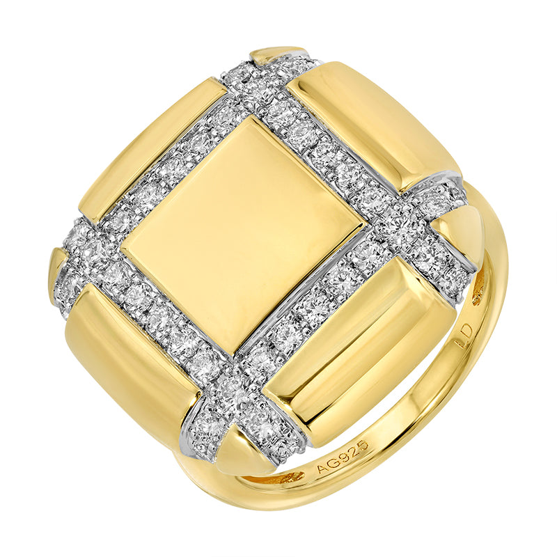 Lab-Grown Diamond Ring in 14K Yellow Gold-Plated Sterling Silver - SL094LDR5YCA1