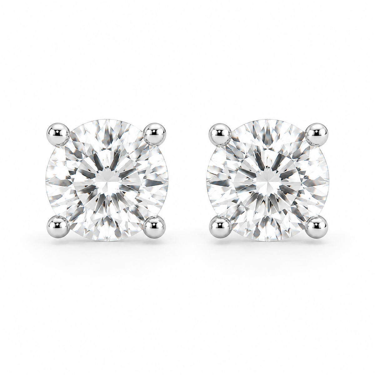 Round 3 CT Diamond Stud Earrings in 10K White Gold