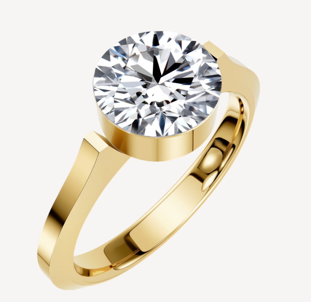 1 CT Lab Diamond Ring in 14K Yellow Gold