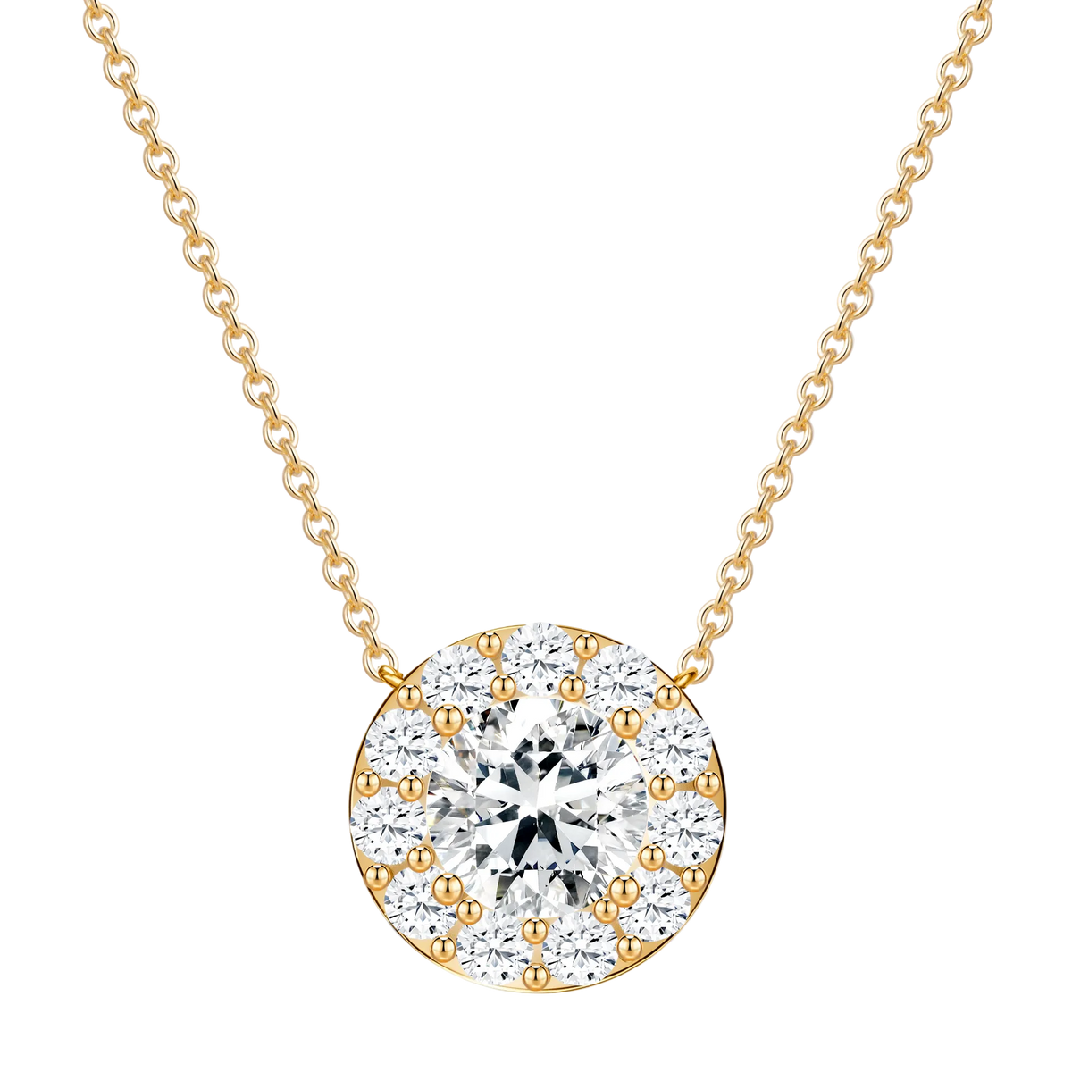 2 CT Lab Diamond Round Necklace in 14K Yellow Gold