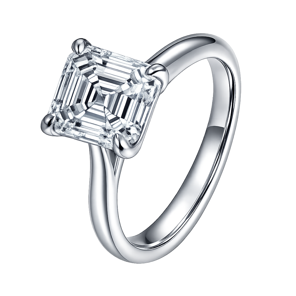 Asscher Diamond Solitaire Ring