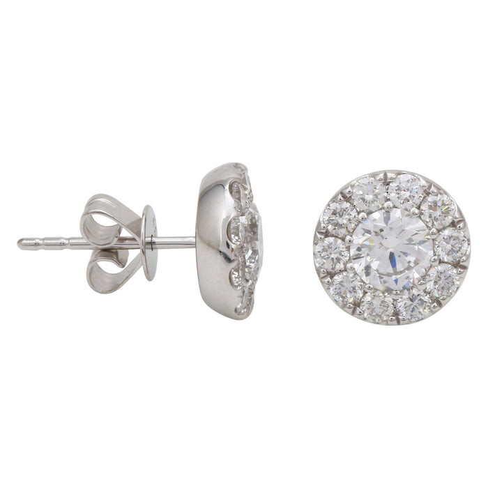 Diamond Halo Cluster Stud Earrings