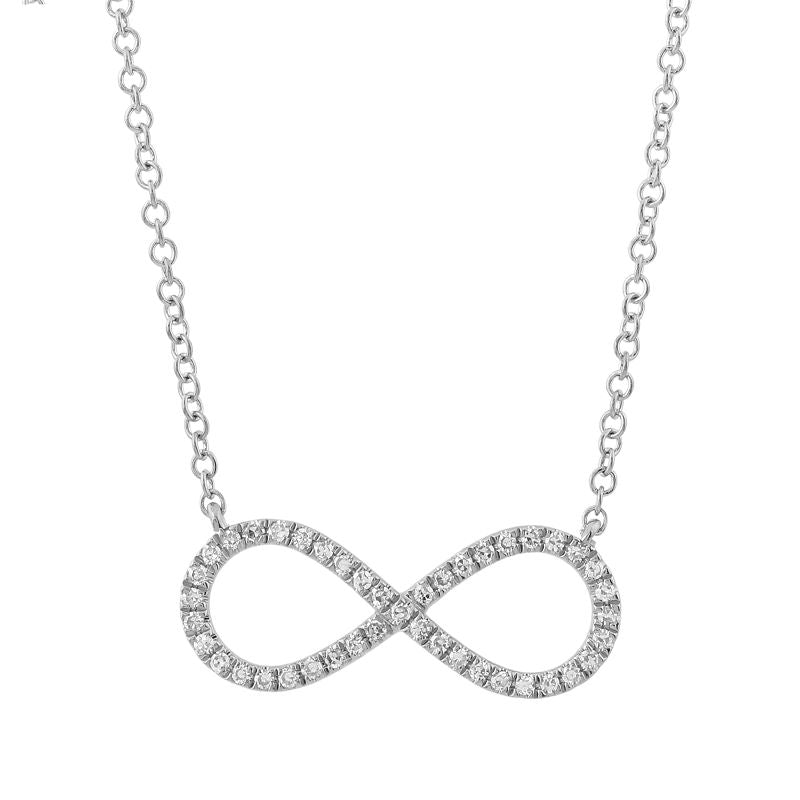 14k White Gold Infinity Diamond Necklace