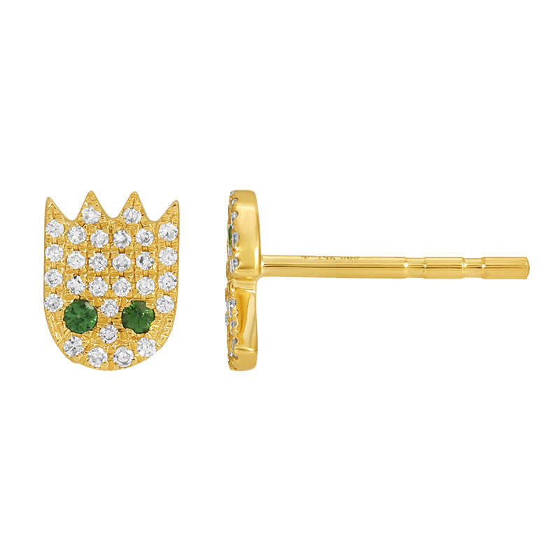 14k Yellow Gold Diamond Stud Earrings