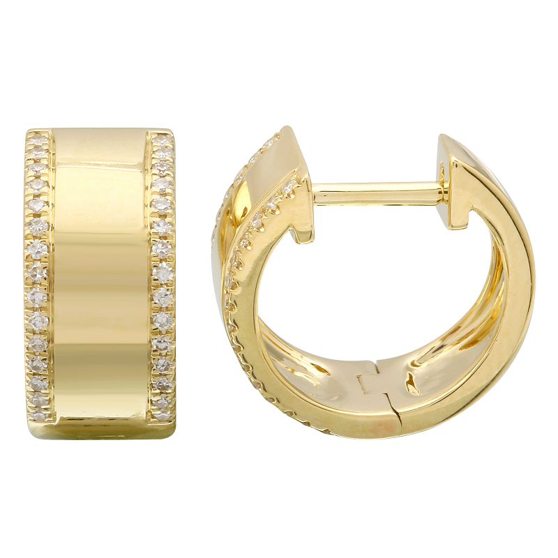 14k Yellow Gold Diamond Huggie Earrings