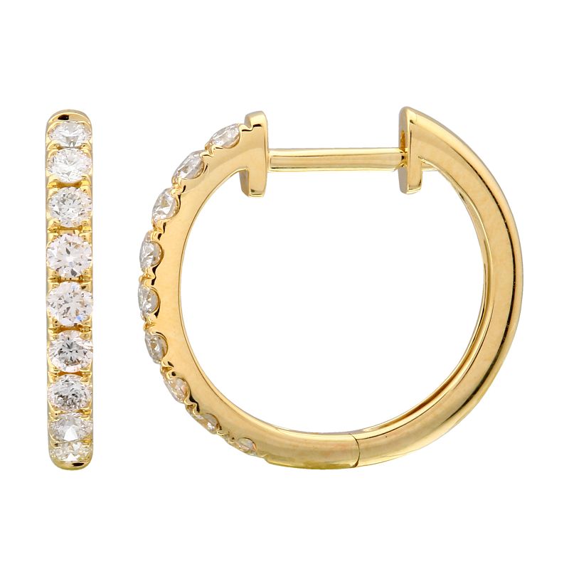 14k Yellow Gold Diamond Huggie Earrings