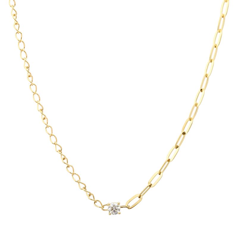 14k Yellow Gold Mixed Chain Diamond Necklace