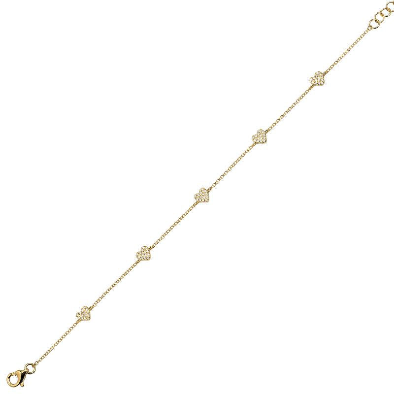 14k Yellow Gold Heart Diamond Bracelet