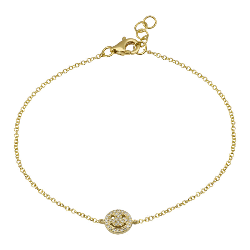 14k Yellow Gold Smiley Face Diamond Bracelet