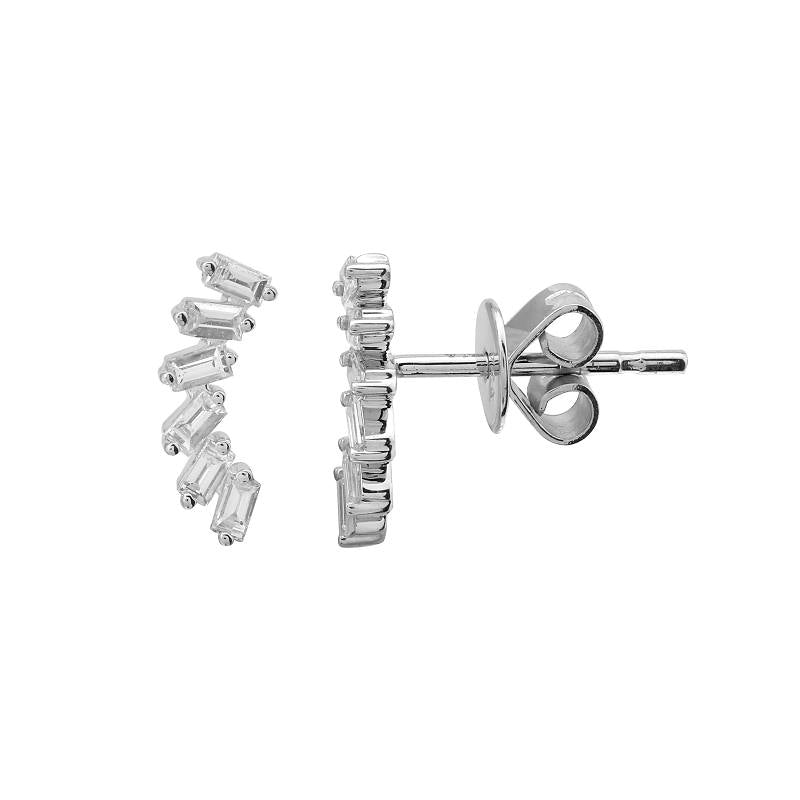 14k White Gold Baguette Diamond Stud Earrings