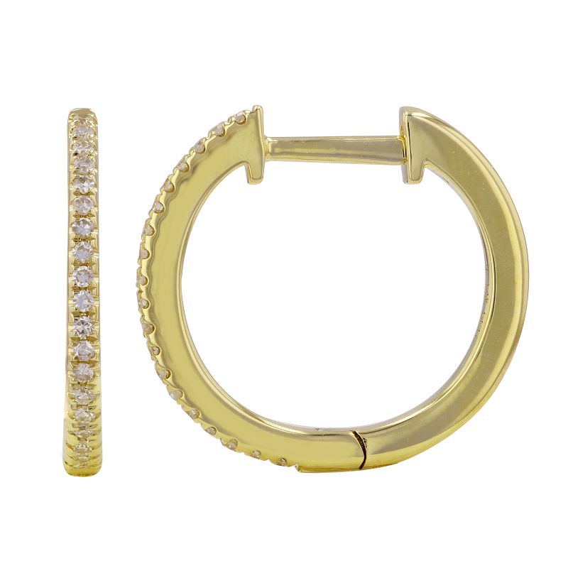 14k Yellow Gold Diamond Huggie Earrings