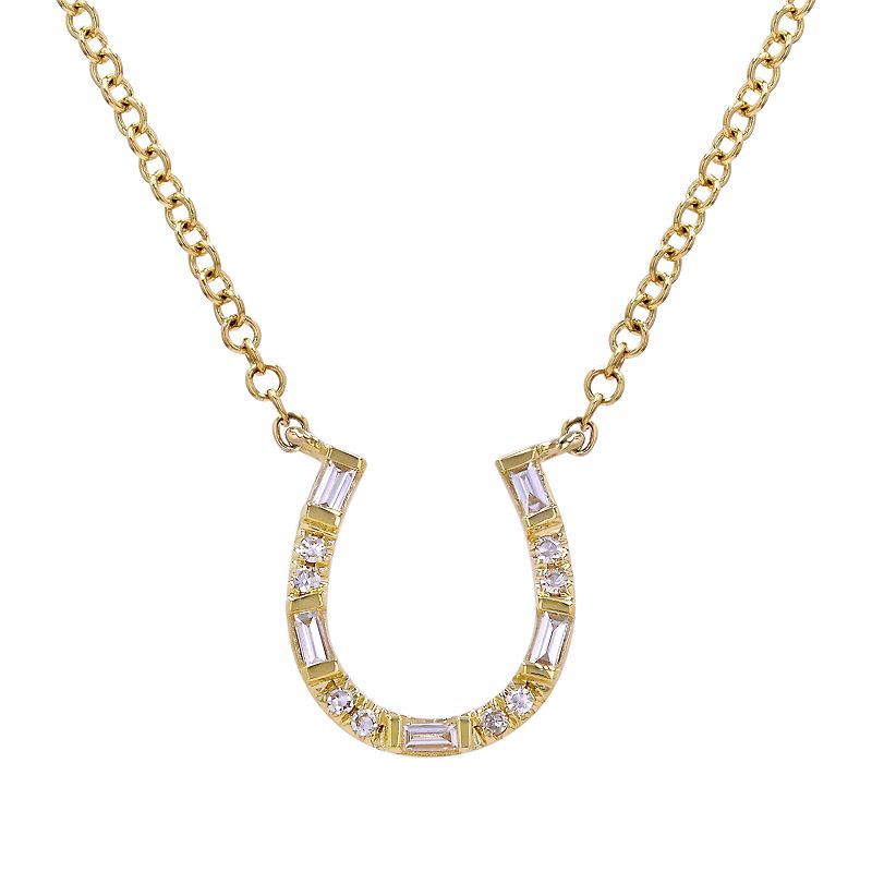 14k Yellow Gold Horseshoe Diamond Necklace