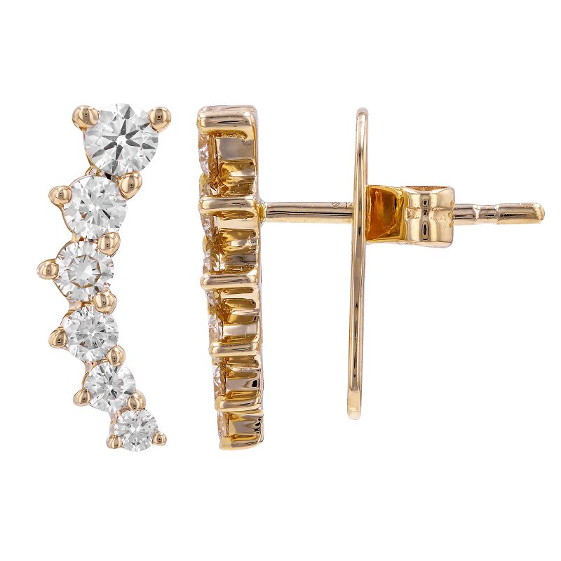 14k Yellow Gold Diamond Ear Crawler