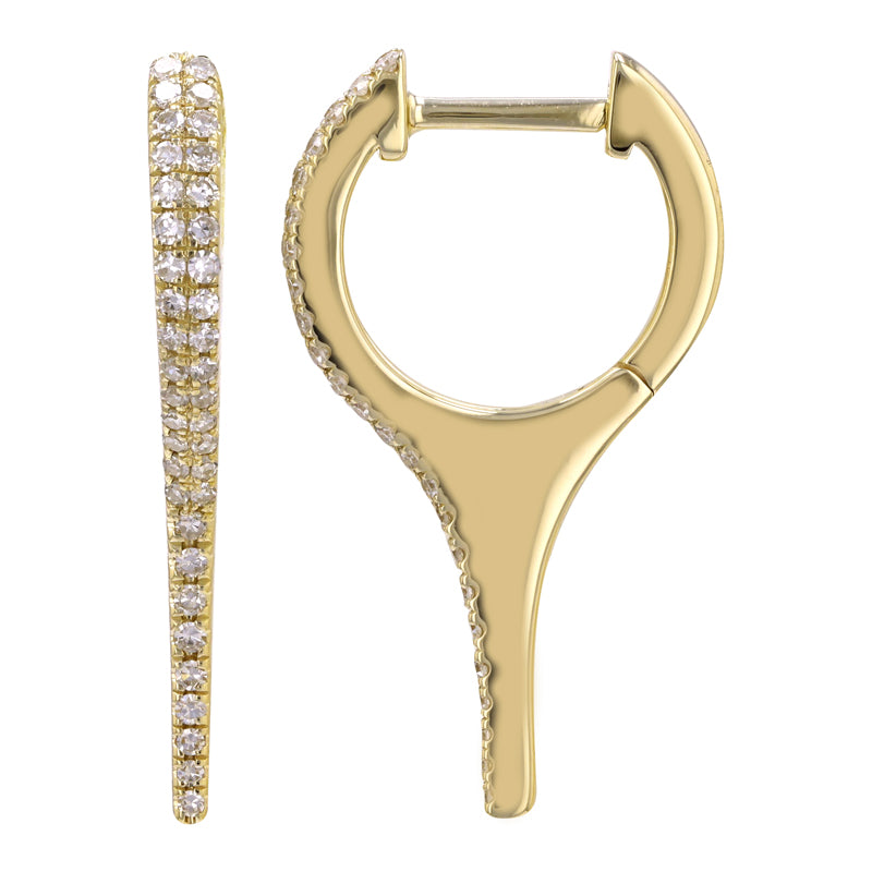 14k Yellow Gold Diamond Spike Huggie Earrings