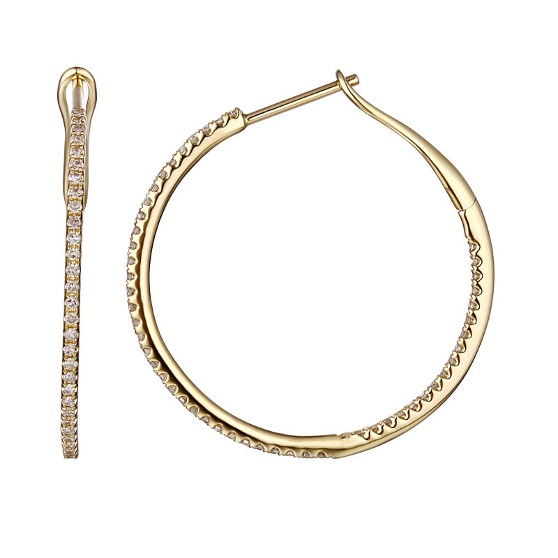 14k Yellow Gold Diamond Hoop Earrings