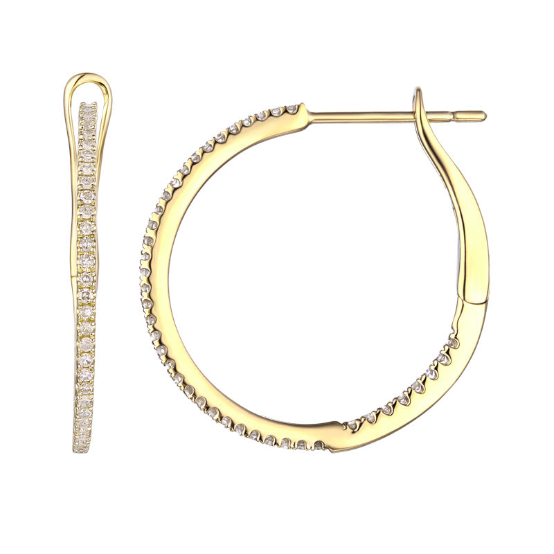 14k Yellow Gold Diamond Hoop Earrings