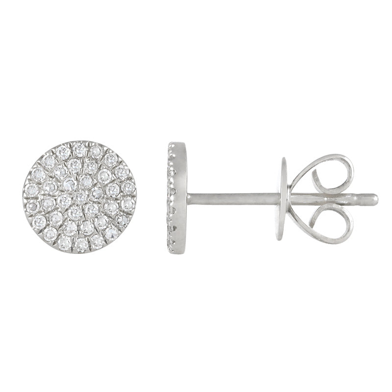 14k White Gold Circle Diamond Stud Earrings