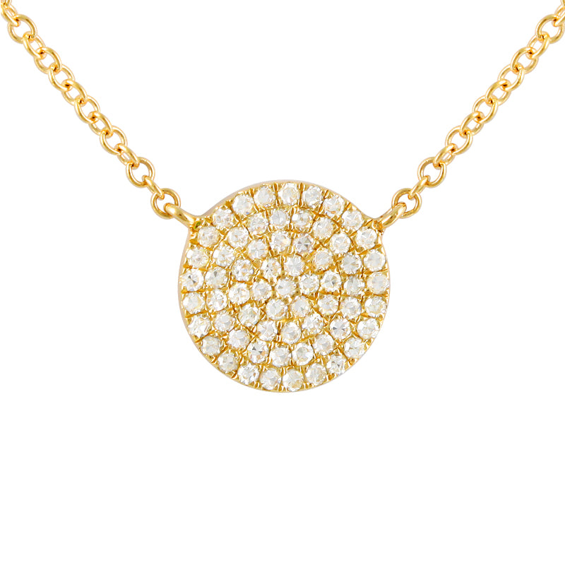 14k Yellow Gold Diamond Circle Necklace