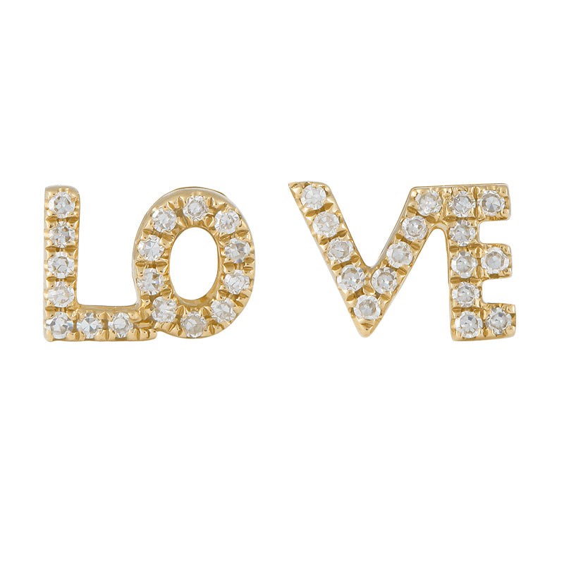 14k Yellow Gold Diamond Stud Earrings